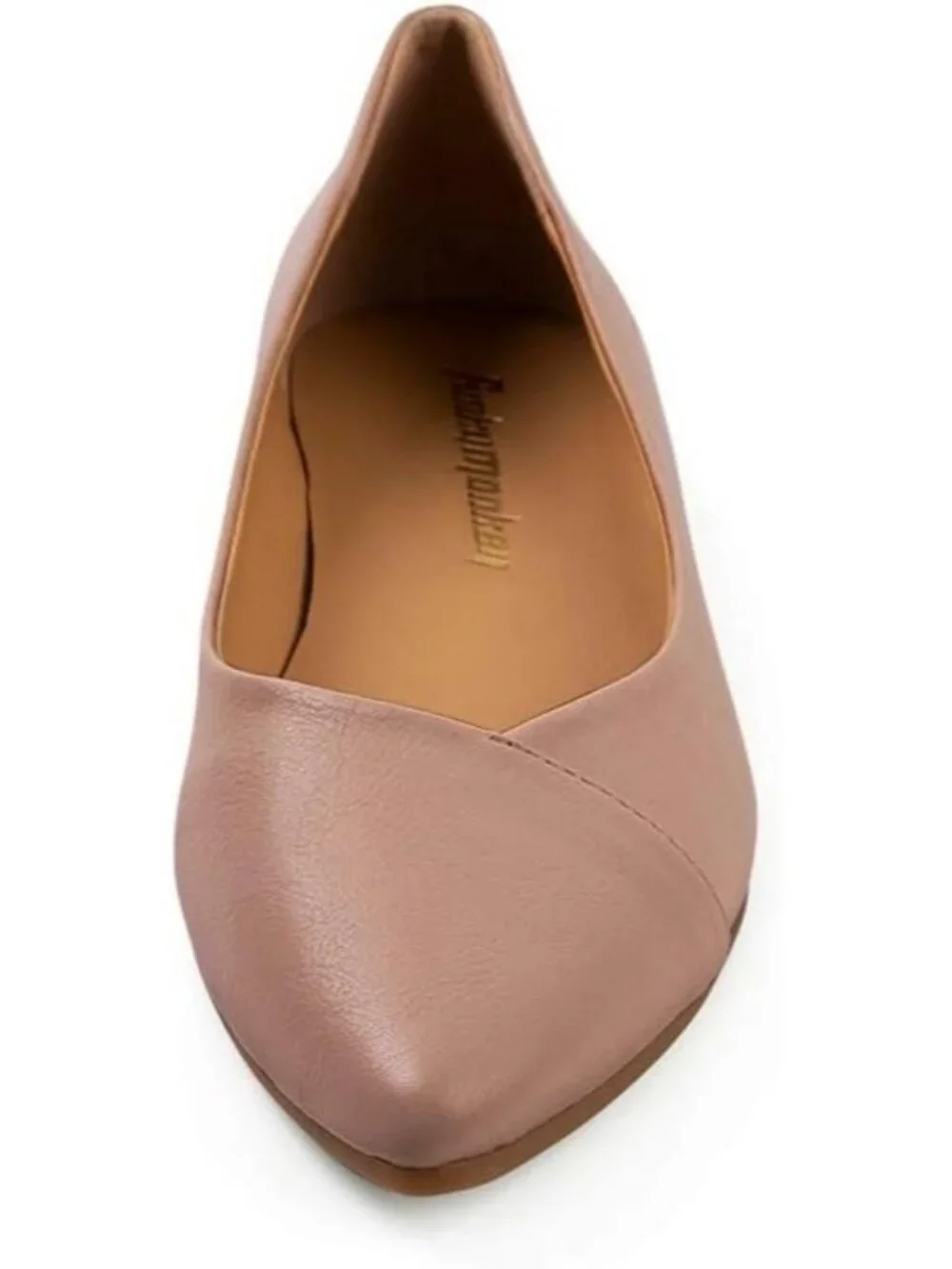 FUNKYMONKEY Women's Coffee Faux Leather Pointed Toe Slip On Ballet Low Heel Flat